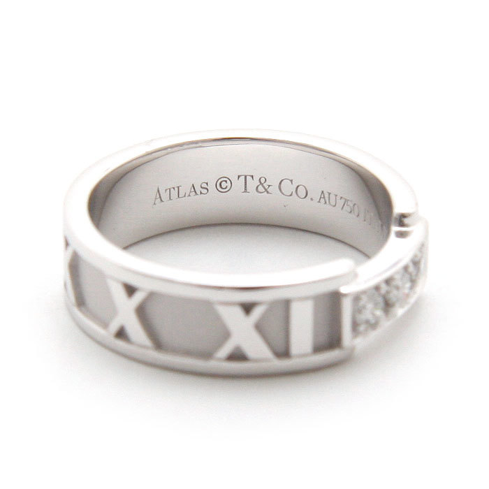 中古美品 新品仕上げ済 ティファニー 指輪 Tiffany Atlas K18 アトラス リング 3Pダイヤ 9号 TIFFANY&Co. ジュエリー ホワイトゴールド 750