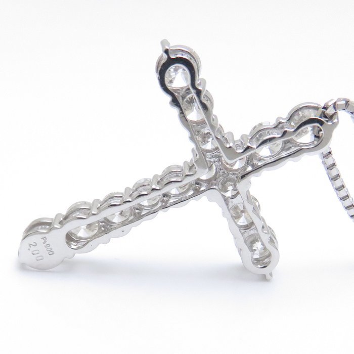 ダイヤモンド クロス ネックレス ダイヤモンド2.00ct 15石 Pt900