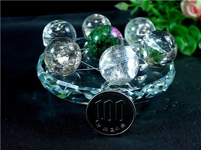 水晶丸玉‼️7連です‼️ヤバイ綺麗‼️ インテリア小物 置物 dinkes