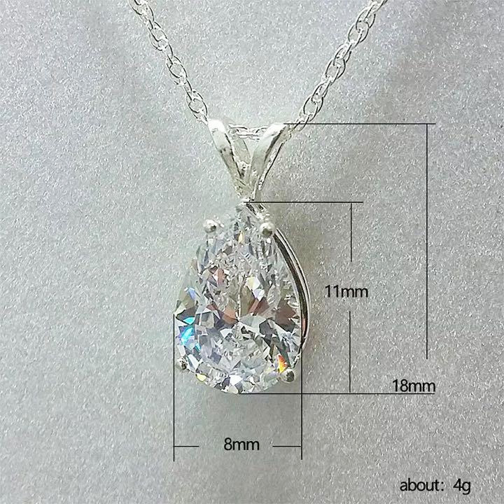  Teardrop CZ циркон crystal колье белый серебряный 