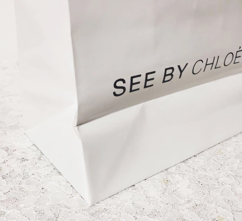 シーバイクロエ「SEE BY CHLOE」ショッパー (1817) 正規品 ブランド紙袋 ショップ袋 ツヤありホワイト24×30×15cm 折らずに発送