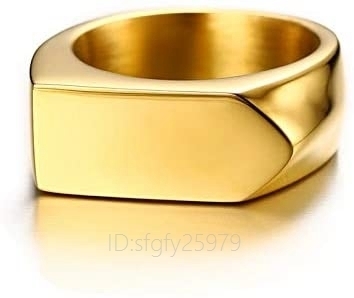 G613☆新品指輪 ブランド メンズリング ゴールド 18金メッキ シンプル ステンレス リング 印台 指輪物語 指輪の選んだ婚約者 金_画像1