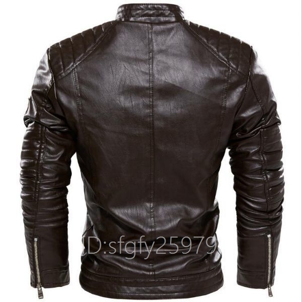 F10☆新品ライダースジャケット ジャンパー ブルゾン ン レザージャケットメンズ 革ジャ　バイクジャケット 皮ジャン L~3XL 黒