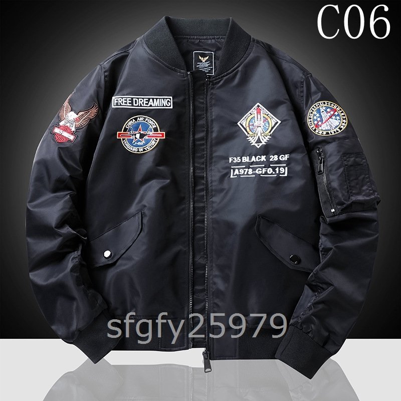 E97☆新品刺繍 フライトジャケット 空軍 ミリタリージャケット メンズ ヴィ スタジャン 野球服ンテージ 高品質M~4XL選択可_画像6