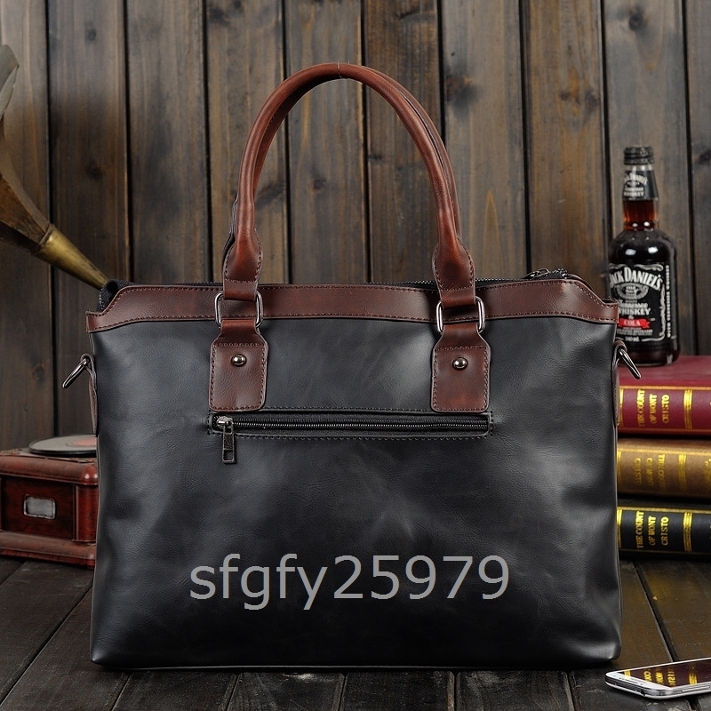 A343* new goods handbag briefcase men's tote bag business bag diagonal .. gentleman bag handbag high capacity commuting black color 