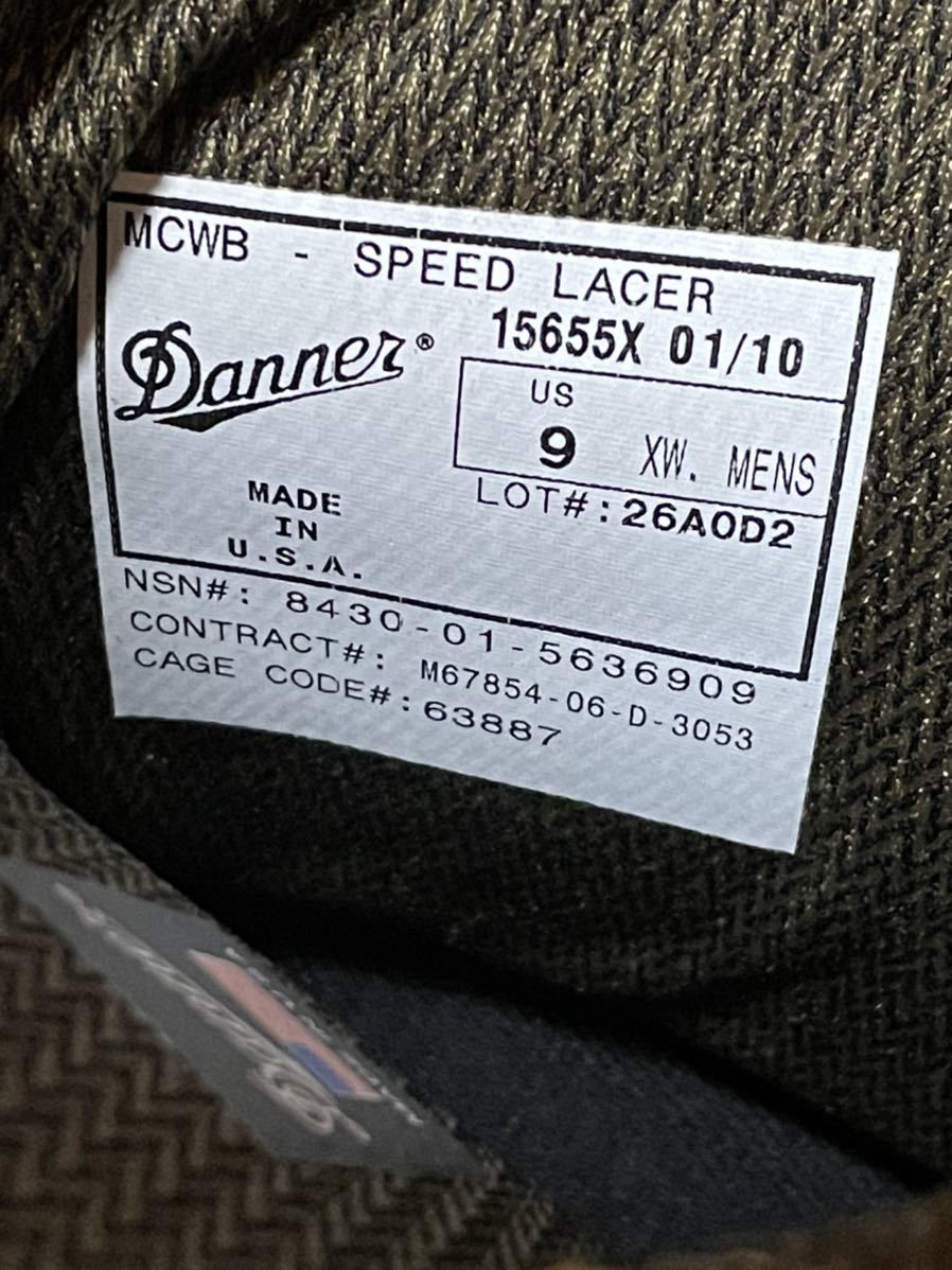 米軍放出品 新品箱付き Ｄａｎｎｅｒ ＳＰＥＥＤ ＬＡＣＥＲ ＧＯＲＥ-ＴＥＸ ＵＳＭＣ ゴアテックスブーツ ９ＸＷの画像9