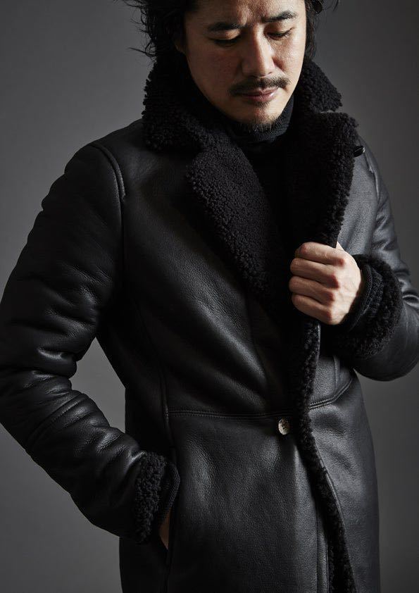 VADEL ムートンジャケットコート レザージャケット 黒ハイブランド 30