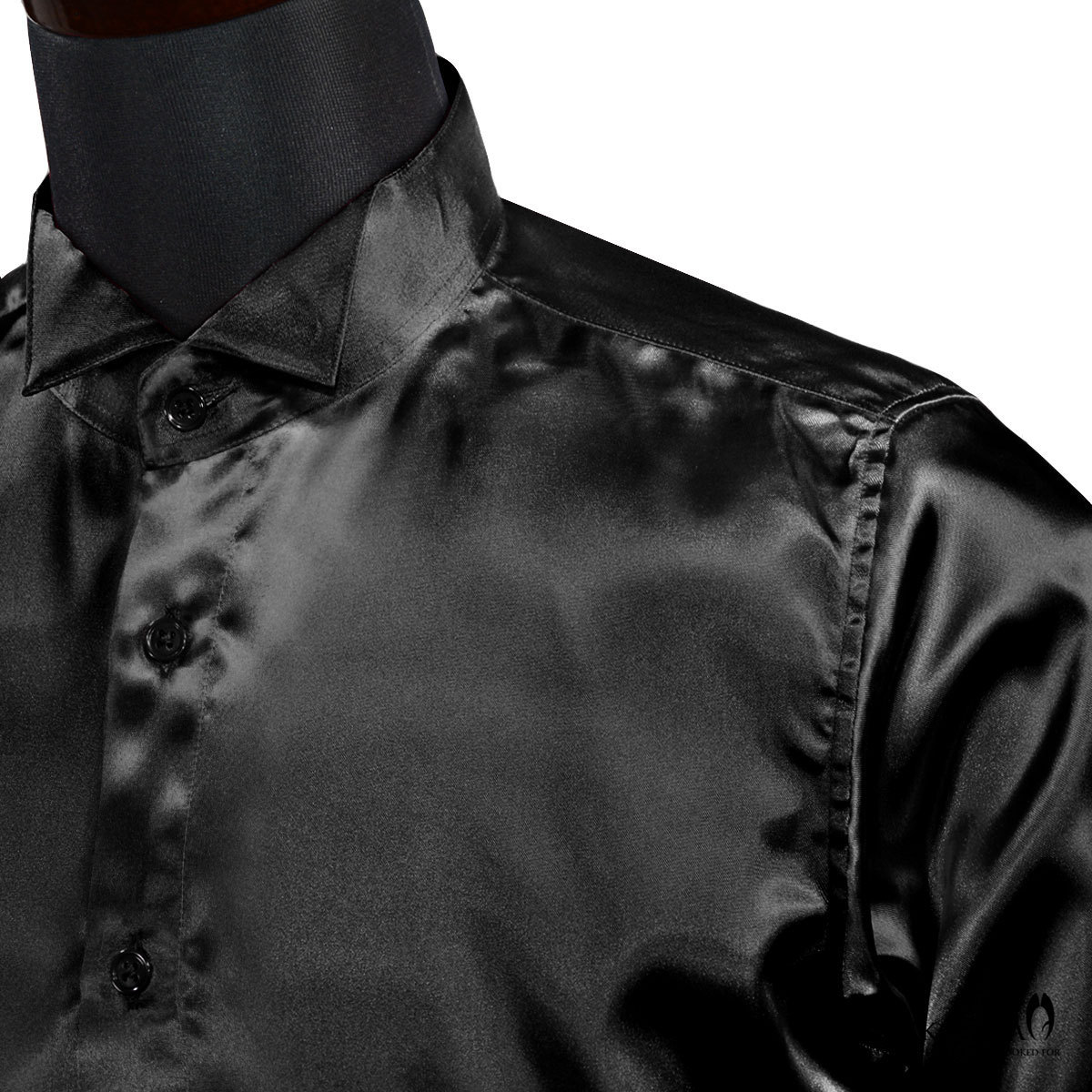 161208-bk wing цвет одноцветный глянец длинный рукав костюм форма презентация сорочка мужской сделано в Японии ( атлас черный чёрный ) SS party 