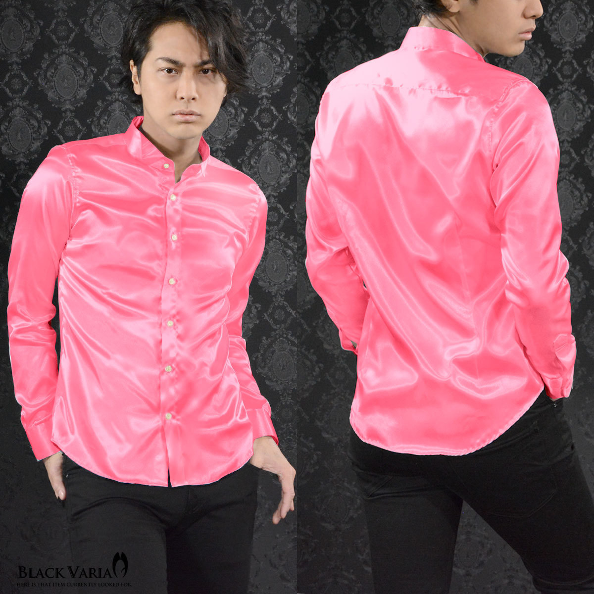 161208-pk [SALE] wing color plain lustre long sleeve costume uniform presentation dress shirt men's made in Japan ( car i knee pink ) SS party 
