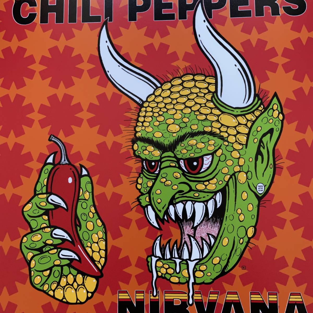  постер * красный * hot * Chile * перец z,niru горелка, жемчуг * джем 1991*Red Hot Chili Peppers/re Chile /Nirvana/Pearl Jam