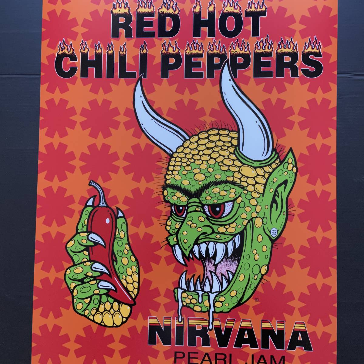  постер * красный * hot * Chile * перец z,niru горелка, жемчуг * джем 1991*Red Hot Chili Peppers/re Chile /Nirvana/Pearl Jam