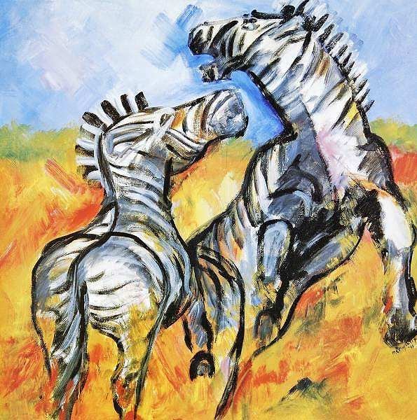 ◎MarijkeCruysberg『Zebras』複製画★動物画【新品】_画像2