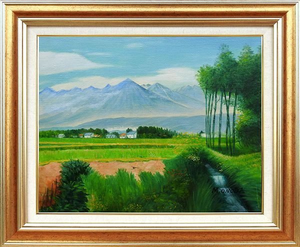 * Ono rice field full [ Alps ..(F10 number )] oil painting * landscape painting [ new goods ]