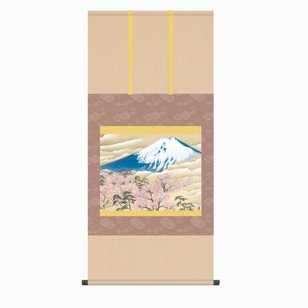 * width mountain large .[ Fuji . Sakura map ( shaku . width )] woodcut + hand coloring * landscape *.. axis *[ new goods ]