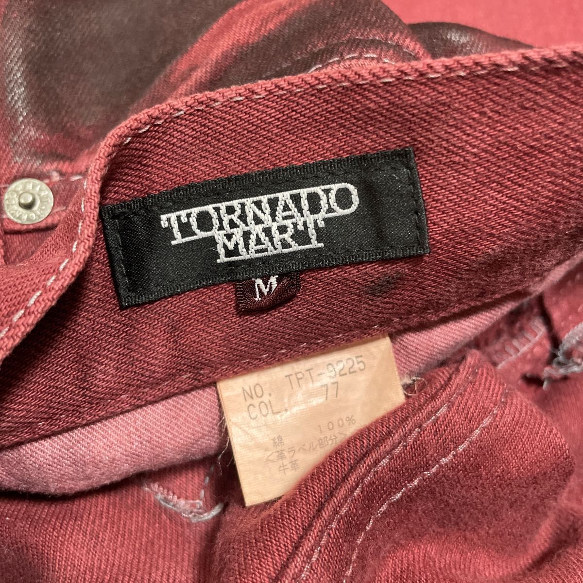 TORNADO MART フレアパンツ ベルボトム デニム 赤 黒 古着 Y2K TORNADO MART フレアパンツ ベルボトム デニム 赤 黒 古着 Y2K