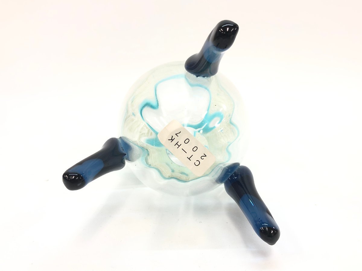 亀井治美作 三足葡萄酒カラフェCT CT-HK 2007 ガラス工芸 金彩 高さ約22cm Z10-03-A★