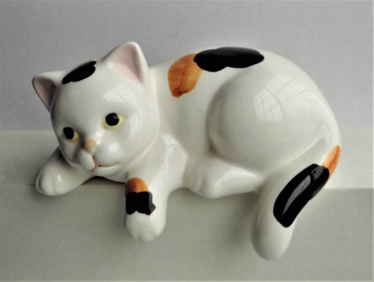 ☆古い陶器製人形・猫 ネコ★幅：約16cm　高さ：約8cm★_画像6