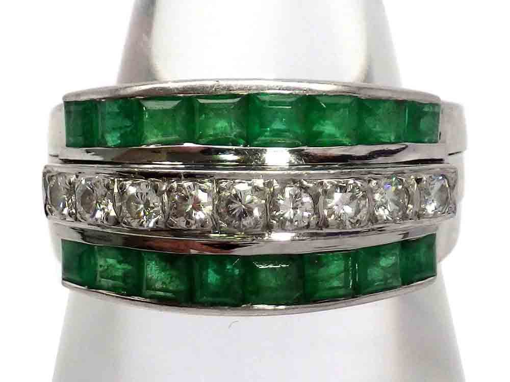 エメラルド ダイヤモンドリング Pt900 9.6g 11.5号 Jewelry Emerald1.02ct Dia0.25ct Ring