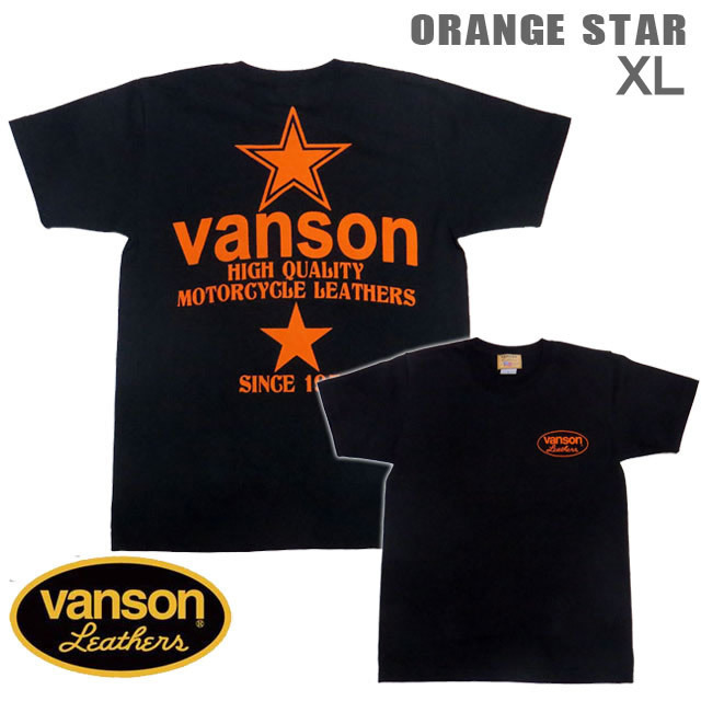 VANSON / バンソン 半袖Ｔシャツ VSS-11「ORANGE STAR」サイズXL ブラック オレンジスター 別注_画像1