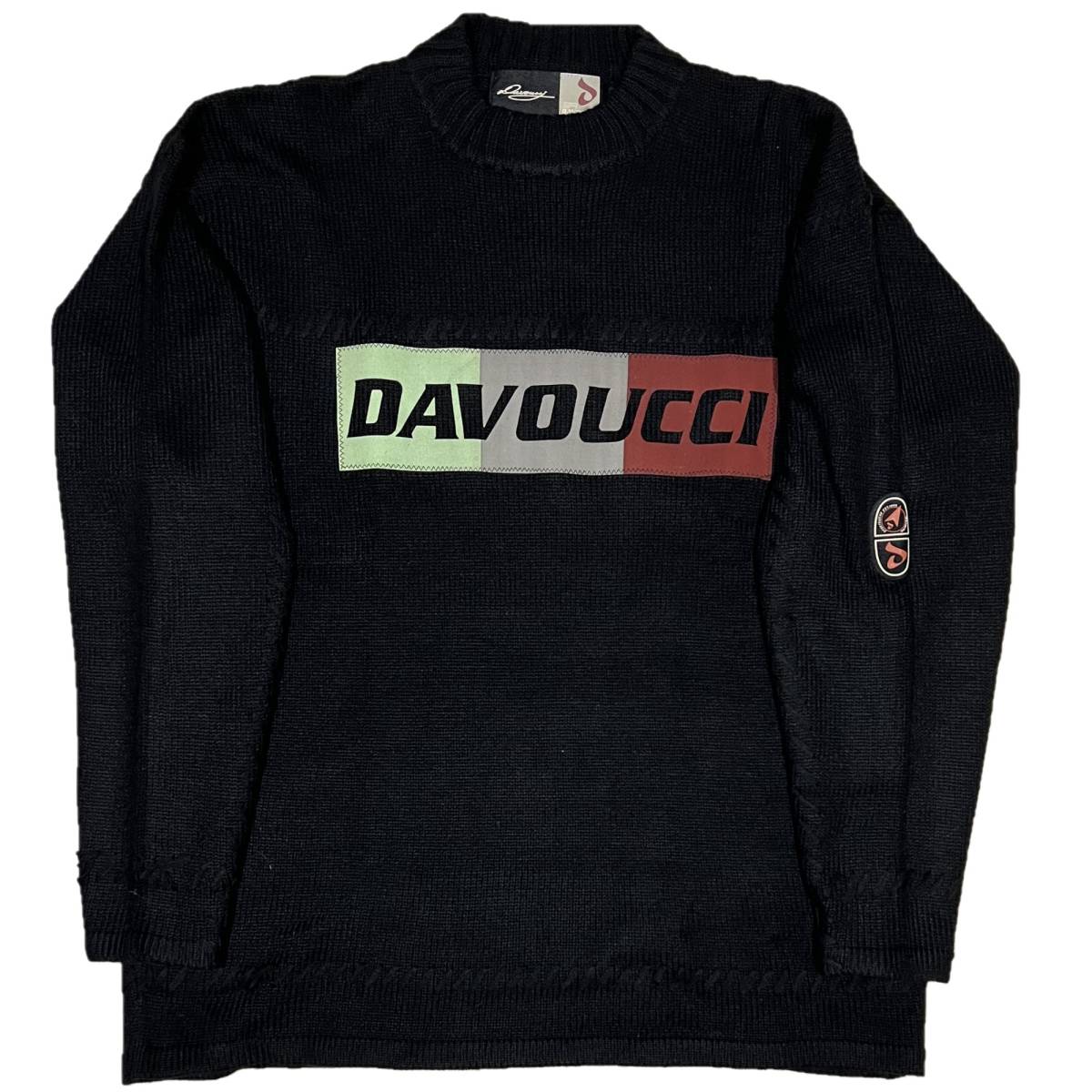 [並行輸入品] Davoucci ダボーチ タートルネック ブランドロゴ 長袖 サマーセーター (ブラック) (XL)