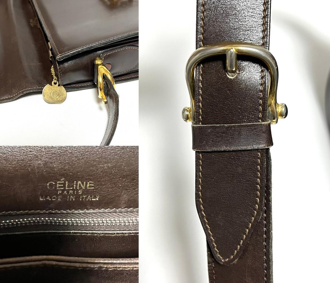 CELINE ヴィンテージ 馬車金具 レザー ショルダーバッグ HB01684