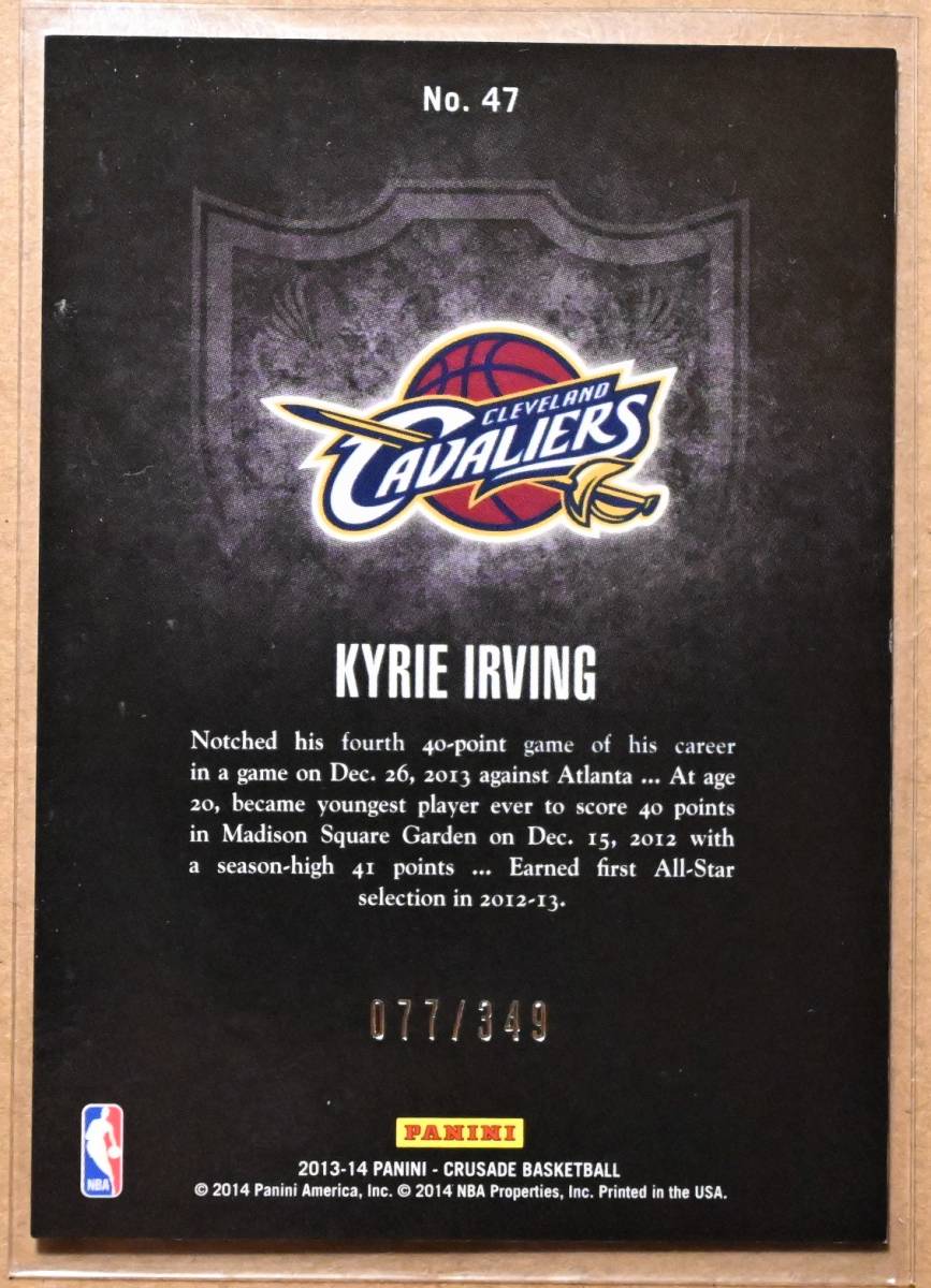 KYRIE IRVING (カイリー・アービング) 2013-14 CRUSADE 349枚限定 トレーディングカード 【NBA,キャバリアーズ,CAVS,CAVALIERS】の画像2