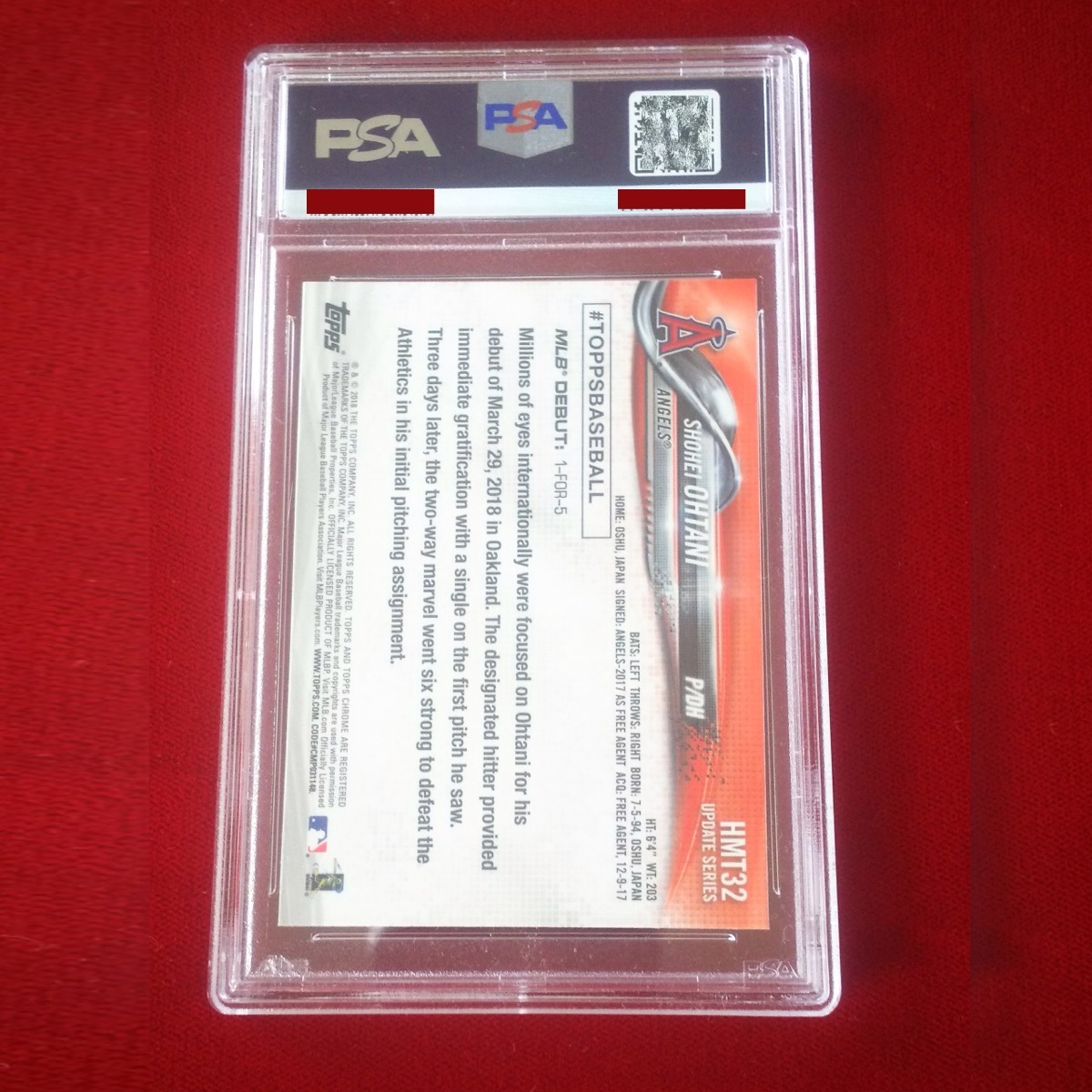 ◆SHOHEI OHTANI #17【PSA10／RC】2018 TOPPS CHROME UPDATE card#HMT32 PSA 10 GEM MT　大谷翔平 Rookie（ルーキー）カード_画像3