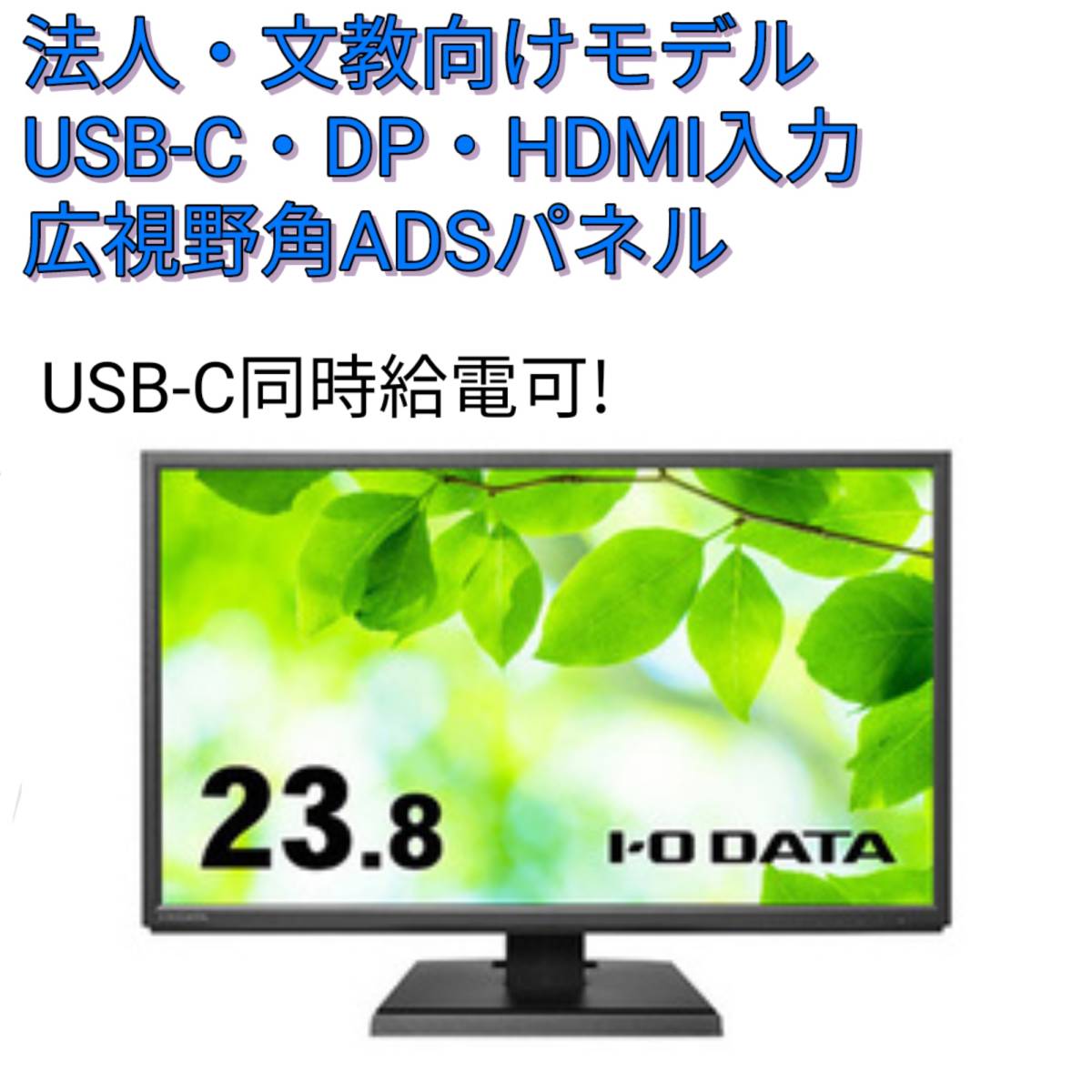 LCD-CF241EDB-A 広視野角ADSパネル採用 USB Type-C搭載23.8型 