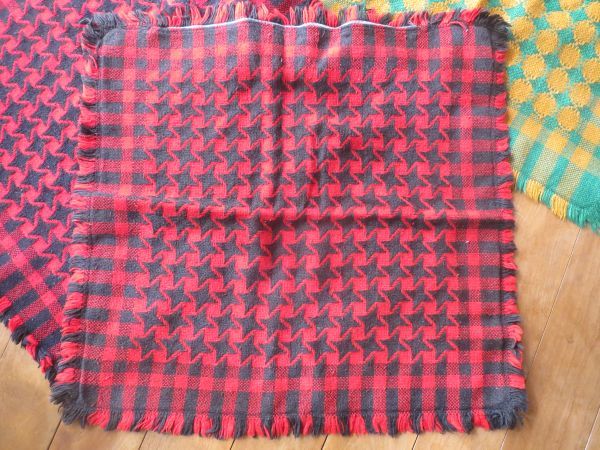  zabuton cover knitting wool pillowcase 2 sheets red x black .. pattern 