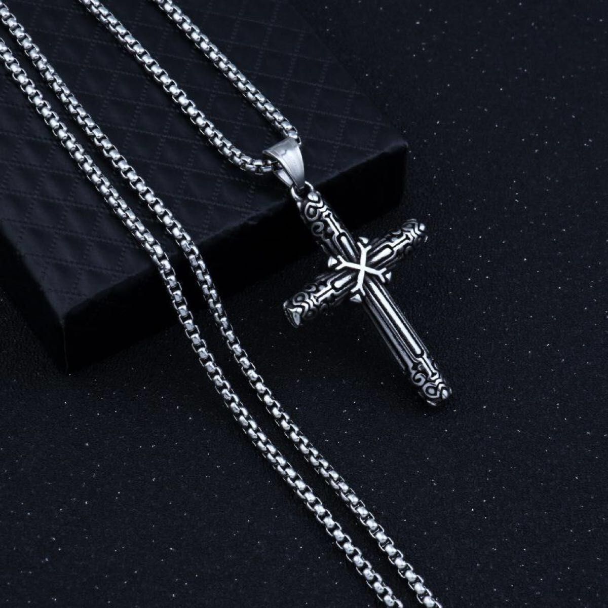 ネックレス 十字架 クロス X マーク メンズ レディース 十字 彫刻 模様 シルバー かっこいい デザイン 装飾 ユニセックス｜PayPayフリマ