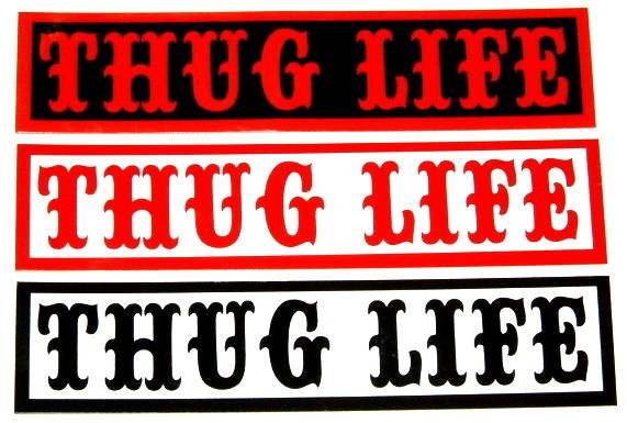 新品 アウトロー バイカー スラング ステッカー 「Thug Life」 (赤×黒) FTW スカルフライト ウェストライド ハーレーダビッドソン バイク_画像2