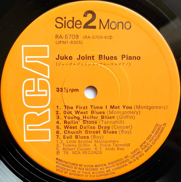 Various Blues 美盤！【国内盤 LP】 Juke Joint Blues Piano 　(RVC RA-5709) 1975年 / Walter Davis / Memphis Slim etc._画像6