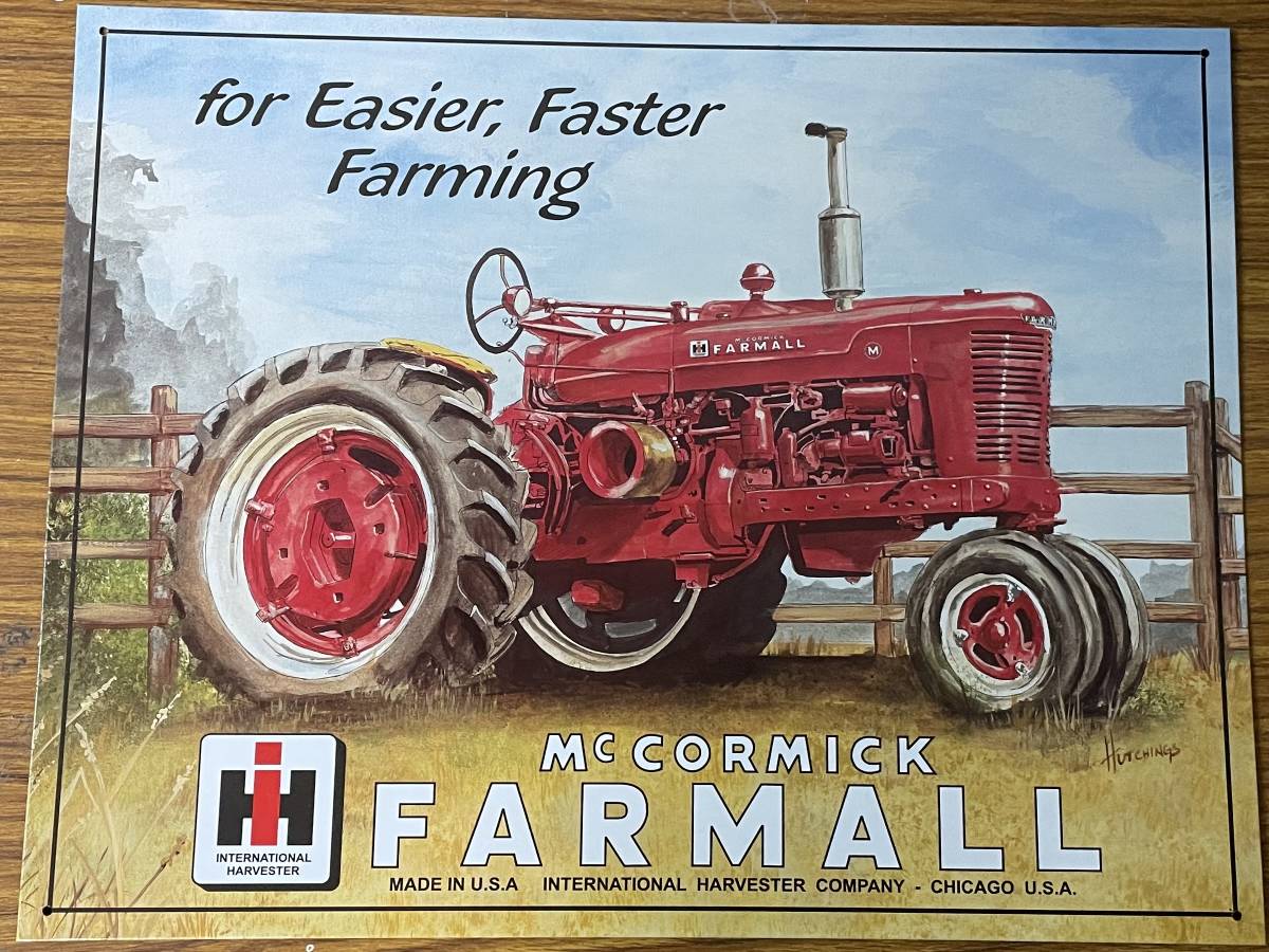 即決　ブリキ看板・Mc CORMICK FARMALL fof E asier.Faster Farming・縦40㎝・横32㎝・アメリカン雑貨・複数枚同梱発送可能です、_画像1