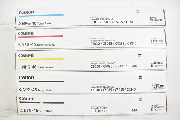 未使用 キャノン 純正 トナー NPG-46 4色5本セット (ブラックのみ2本