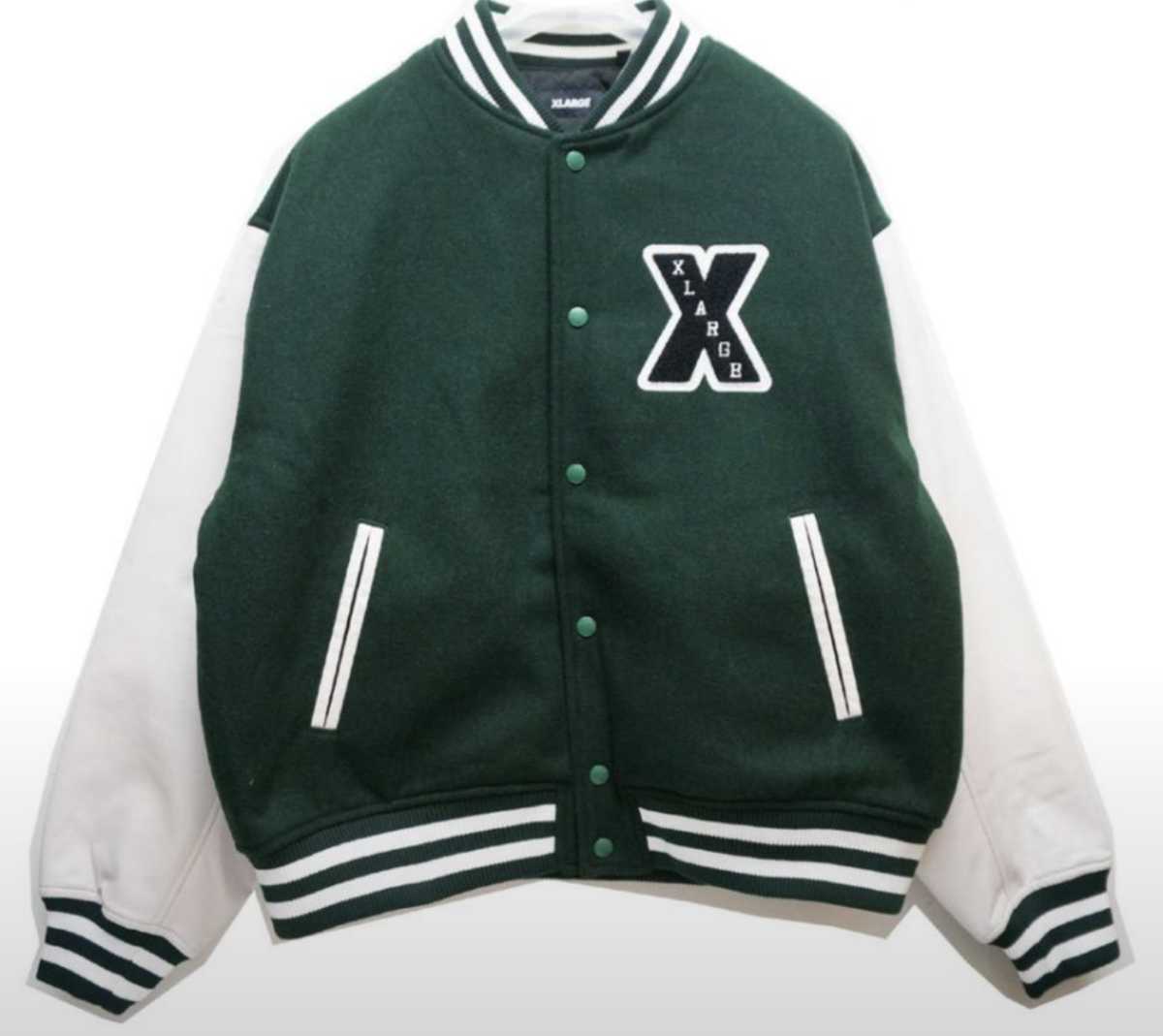 未使用　タグ　完売品 エクストララージ XLARGE スタジャン OG VARSITY JACKET ヴァーシティージャケット アウター グリーン　GREEN