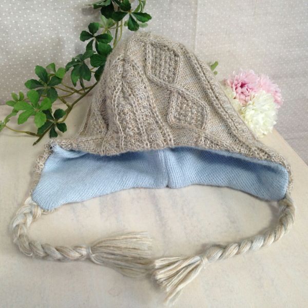 * is cocos nucifera hat * natural . atmosphere . pretty ear present . attaching knitted cap *46cm~50cm