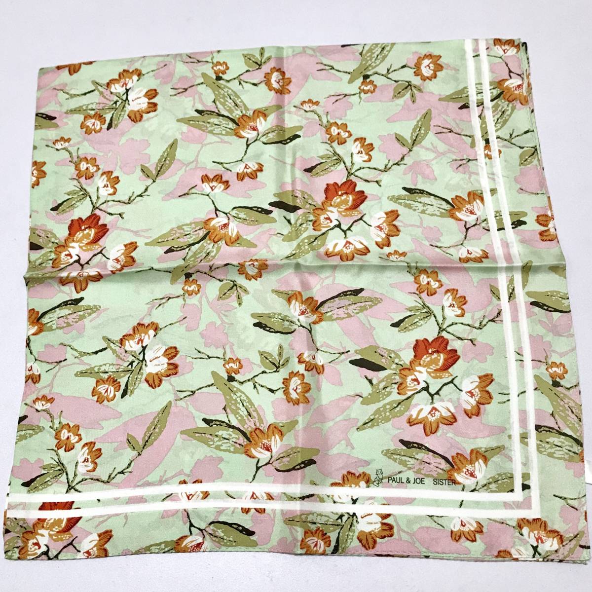 324 новый товар [ paul (pole) & Joe PAUL&JOE SISTER ] сделано в Японии шелк 100% большой размер шарф цветочный принт зеленый шелк meido in Japan бесплатная доставка 