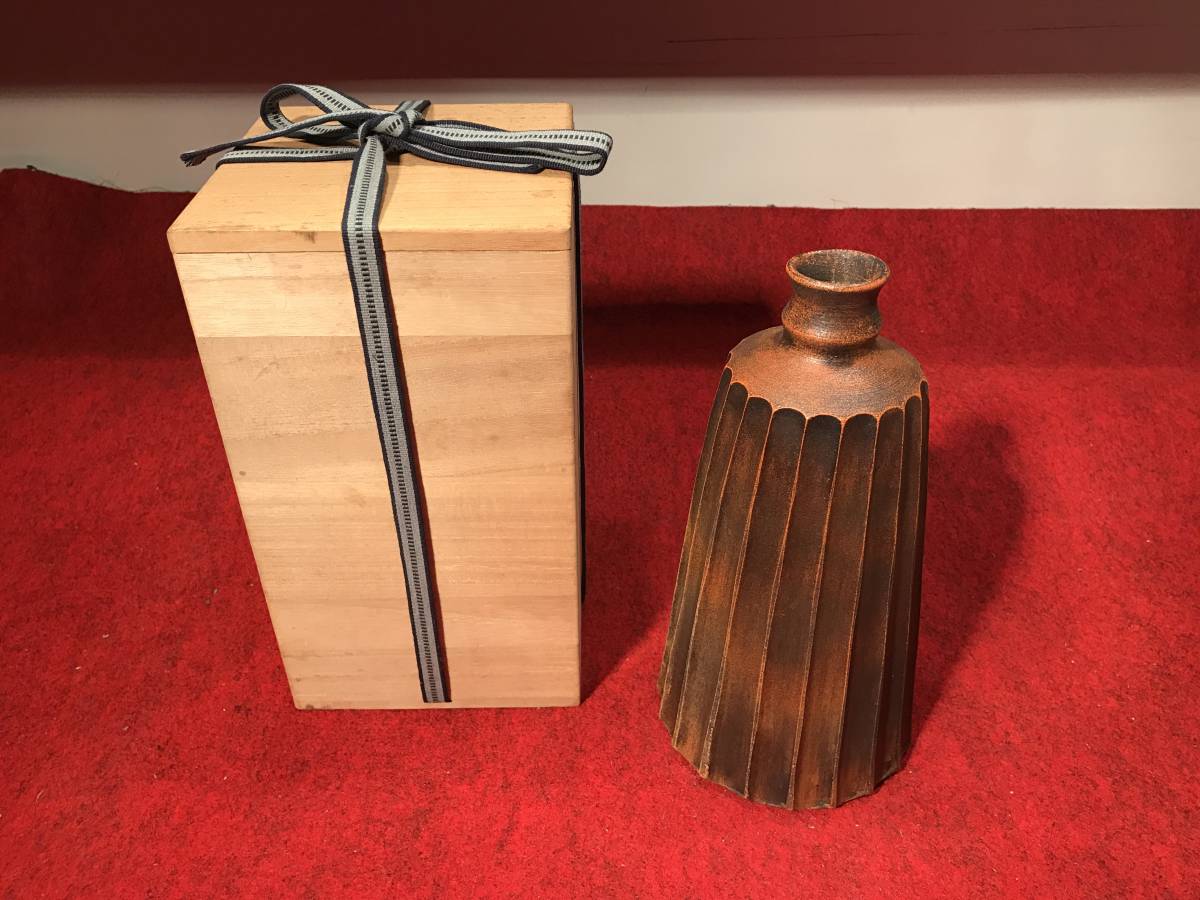 銅筒 花器 銅製 金属製 花瓶 箱付き