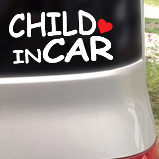 CHILD IN CAR ハート付/ステッカー(白15cm)cmc-Typeチャイルドインカー、ベビーインカー 、Baby in Car//_画像1