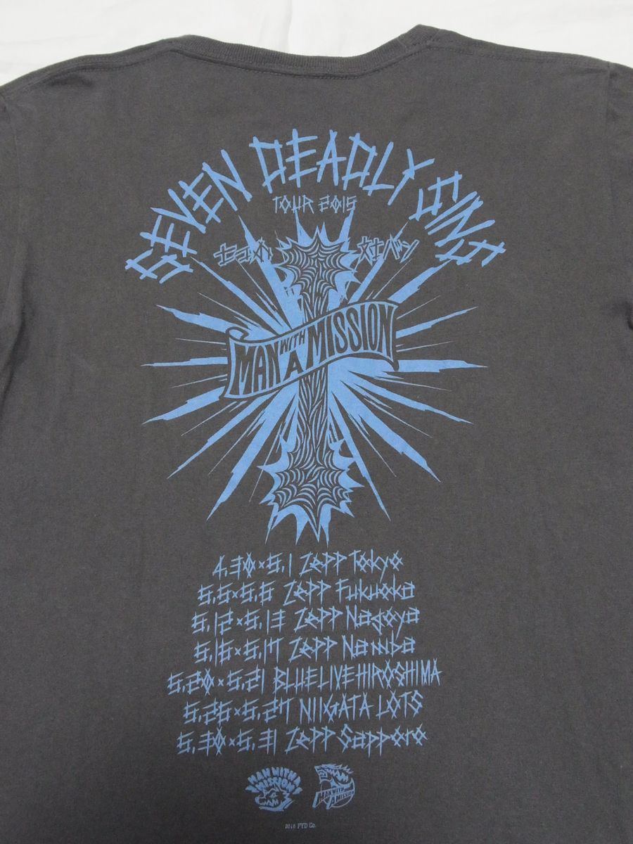 ★ MAN WITH A MISSION マンウィズ Seven Deadly Sins TOUR 2015 ～七つの対バン～ Tシャツ sizeM 灰 ★古着 ロック ライブ ツアー グッズ_画像5