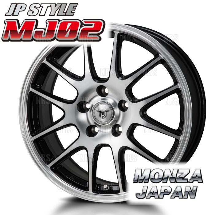 MONZA モンツァ JP STYLE MJ02 (4本セット) 5.5J x 15 インセット+43 PCD100 4穴 ブラックメタリック/ポリッシュ (MJ02-551543-100-4S_画像1