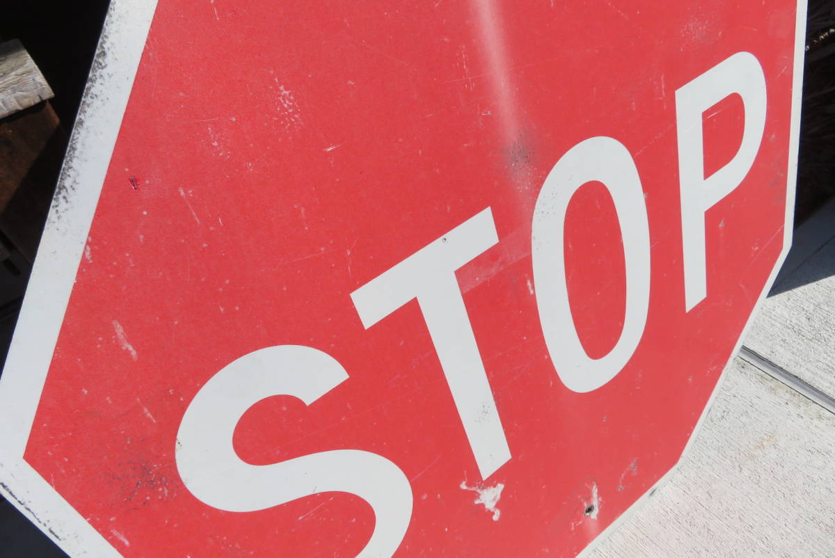 STOP load autograph Vintage America signboard road sign garage interior USA USED(A-199)