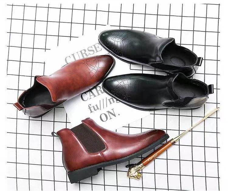 * new goods * men's TG21617-24.0cm/38 short boots black (2 color ) business shoes Work boots wing chip side-gore 