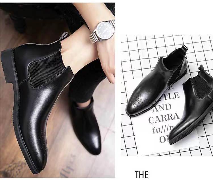 * new goods * men's TG21617-24.0cm/38 short boots black (2 color ) business shoes Work boots wing chip side-gore 