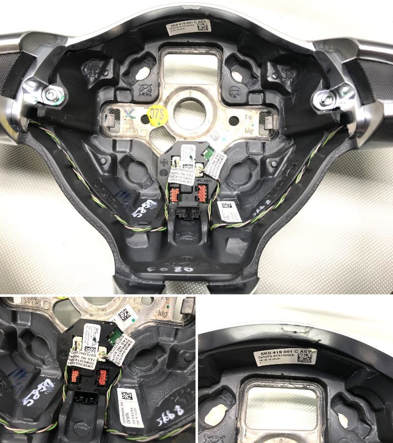 VW Golf 6 GTI (ABA-1KCCZ) steering gear steering wheel horn pad attaching leather / Paddle Shift attaching / red stitch 