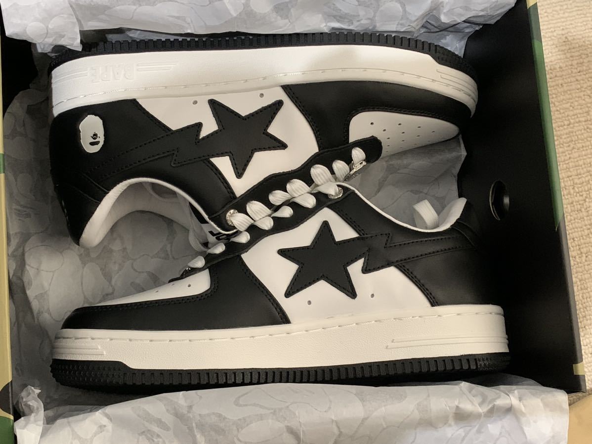 ☆激レア☆未使用☆ APE bapesta ホワイト ブラック レザー 25cm kaws