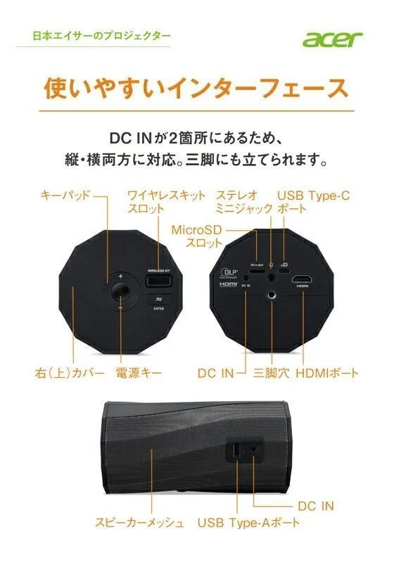 Acer C250i モバイルプロジェクター【フルHD/最大100インチ