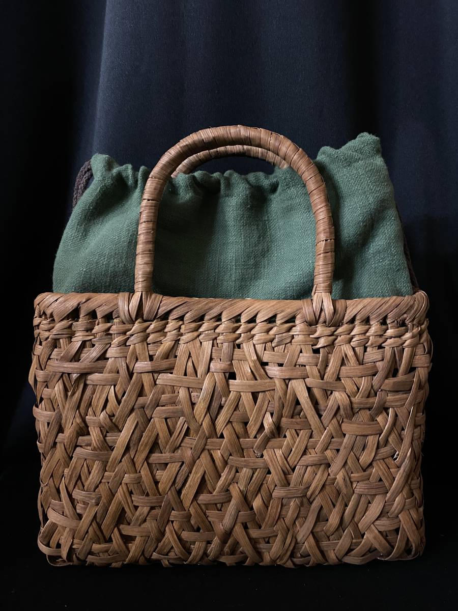 新色 国産蔓使用 匠の技 職人手編み サイズM 乱れ編み 山葡萄籠バッグ
