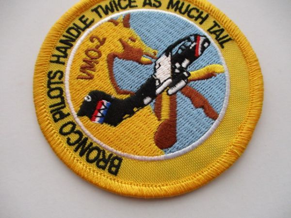 【送料無料】アメリカ海兵隊BRONCO PILOTS HANDLE TWICE AS MUCH TAILパッチVMO-2ワッペン/patchマリーンMARINE米海兵隊USMC米軍ヘリ M60_画像2