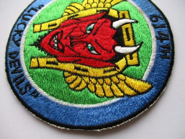 【送料無料】アメリカ空軍614TH LUCKY DEVILSパッチ悪魔ワッペン/横振り刺繍ラッキーpatchエアフォースAIR FORCE米空軍USAF米軍デビル M67_画像3